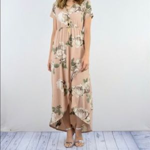 High low blush wrap floral dress, XL